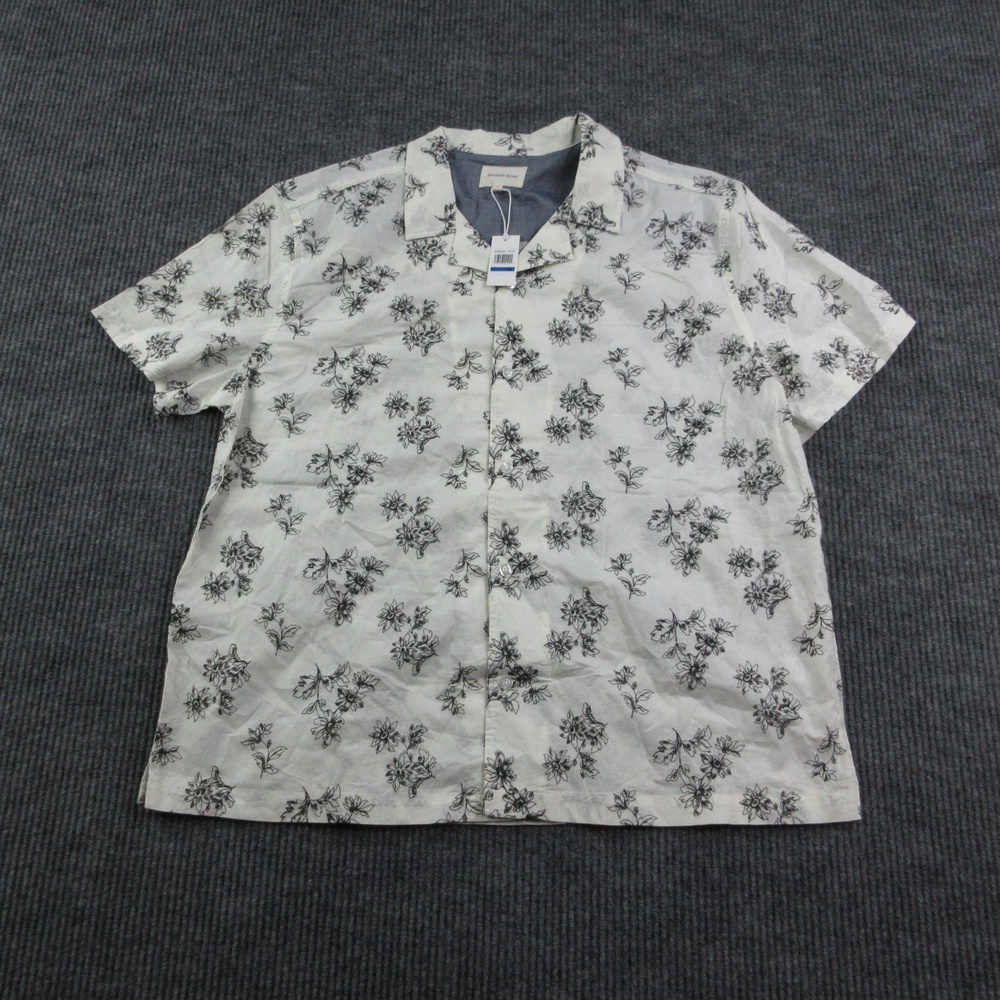 Mason Row Shirt Mens XL White Floral Button-Up Collared Short Sleeve NWT